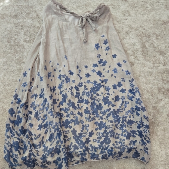 Via Signoria Floral Blue and Gray Women's Top Size Large - Picture 4 of 6